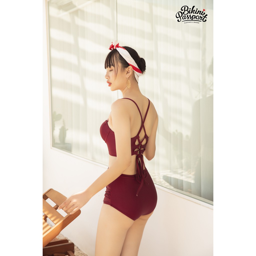 [Mã LTNP50 giảm 50K đơn 150K] Đồ bơi Nữ BIKINI PASSPORT kiểu hai mảnh lưng cao, áo hai dây cúp ngực- màu Đỏ - BS363_BX | BigBuy360 - bigbuy360.vn