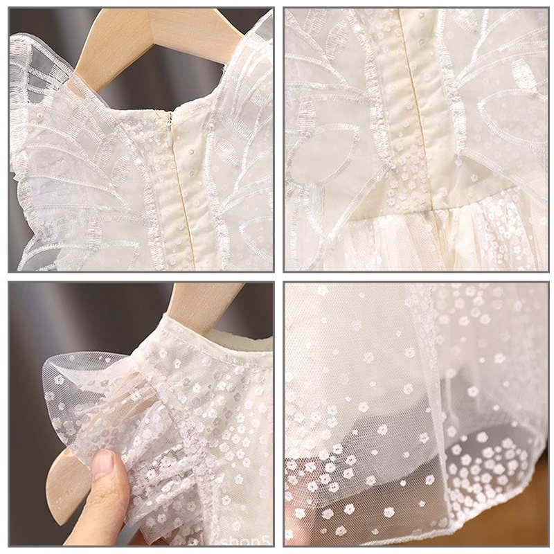 Đầm công chúa IQ ANGEL phối lưới đính bướm xinh xắn cho bé gái