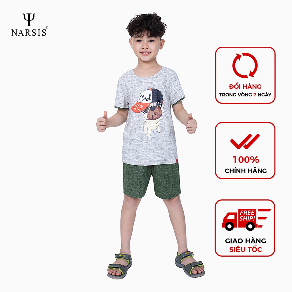 Bộ đồ hè bé trai Narsis KE0028 ghi xanh lá