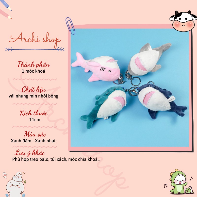 Móc khoá, móc bồng cài balo hình cá mập baby shark