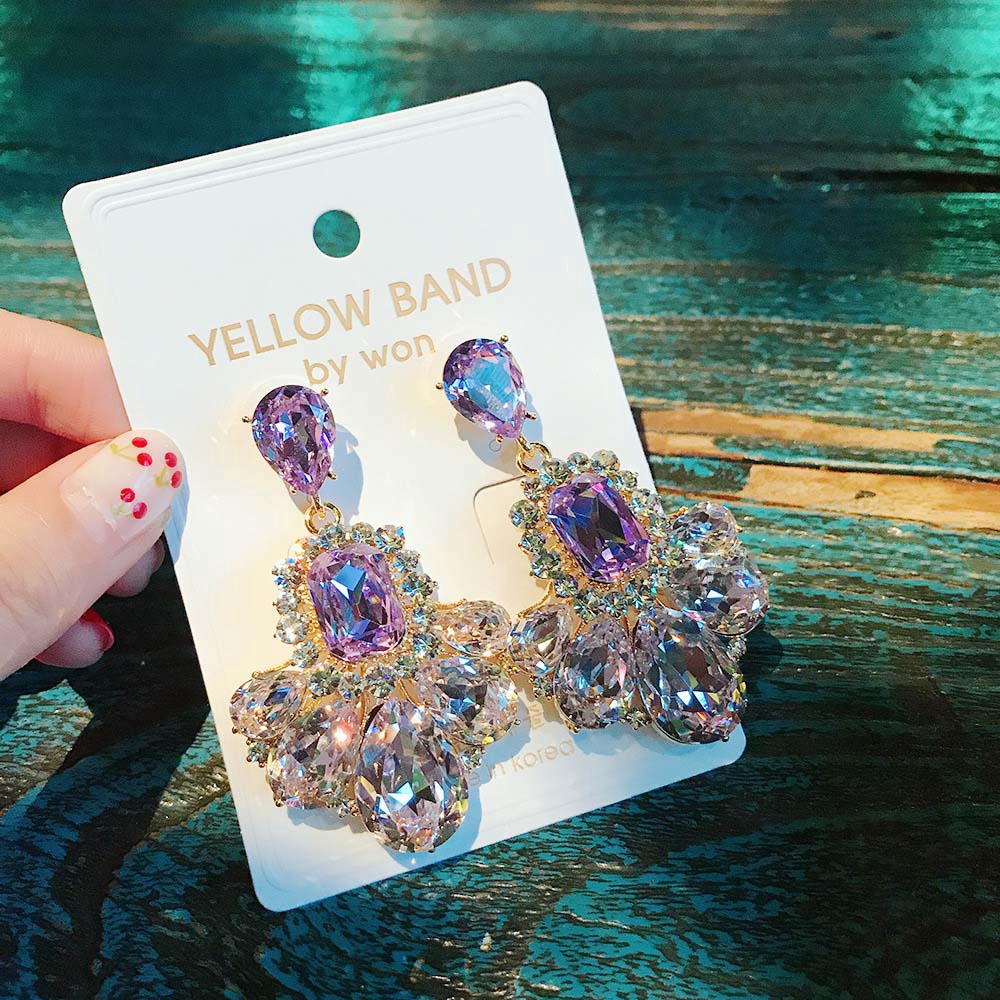 Khuyên Tai Hình Bông Hoa Đính Đá Tím Xinh Xắn