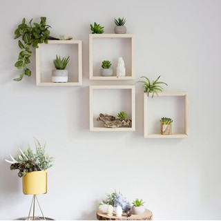 Kệ Gỗ Vuông Trang Trí Tường/ Square Wood Shelf/ Cạnh 30cm, 35cm - Mộc. Home