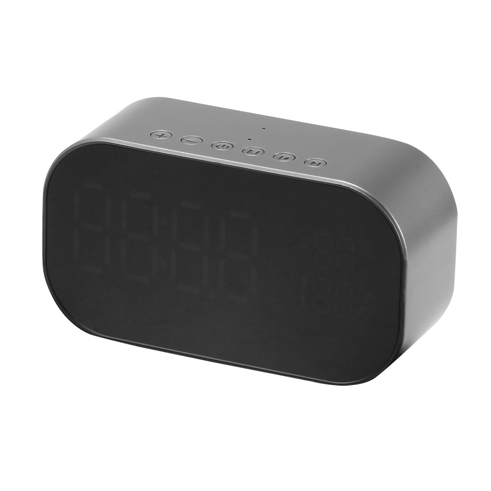 Loa Bluetooth 4.2 kèm đồng hồ báo thức đo nhiệt độ thời tiết nghe radio FM để bàn