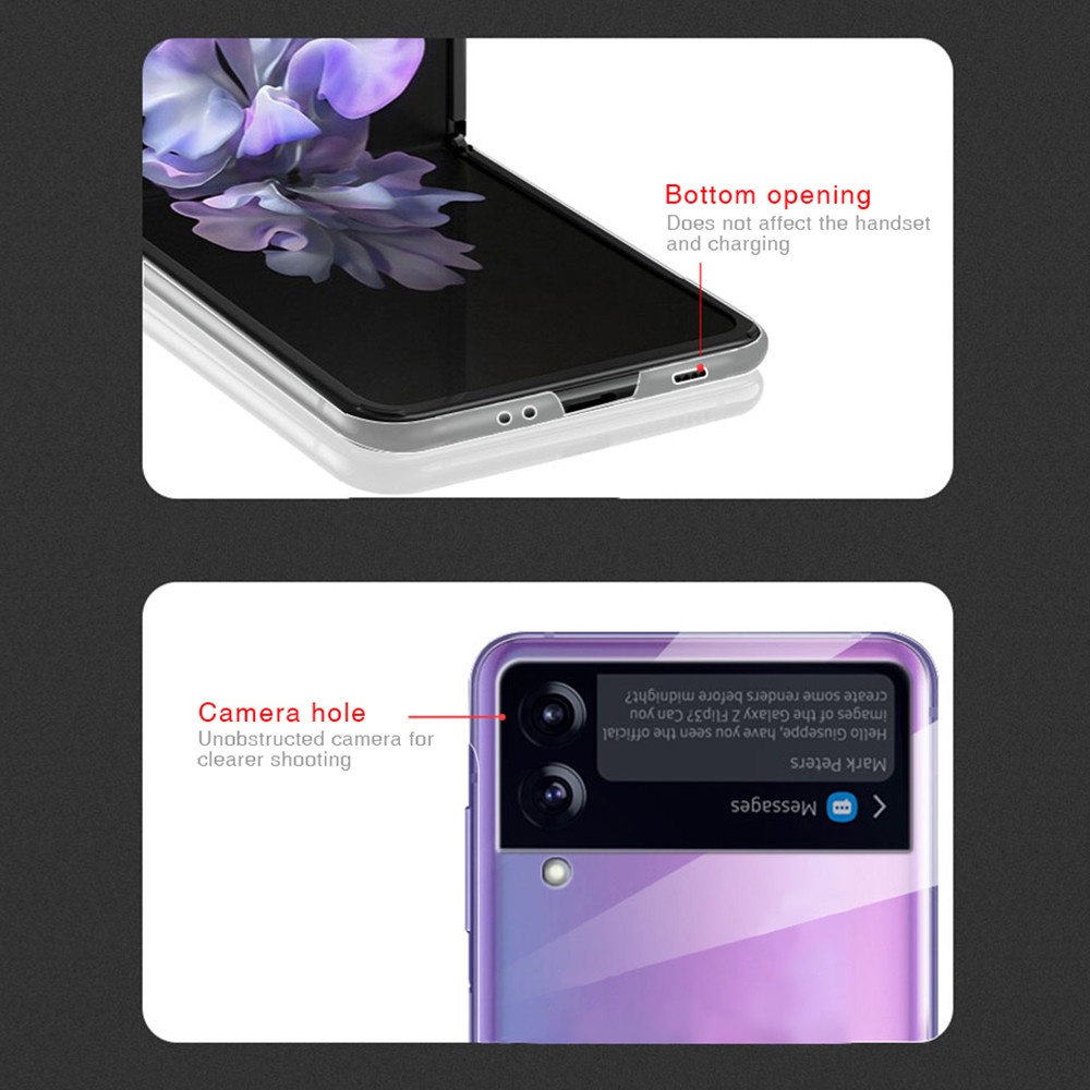 Ốp điện thoại PC cứng trong suốt chống rơi cho Samsung Galaxy Z Flip3 5G Zlip3 Z Flip 3