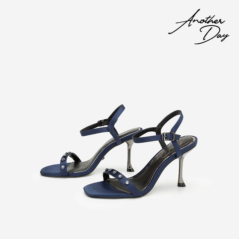 Vascara Giày Sandal Cao Gót Satin Another Day SDN 0664 Màu Xanh Navy