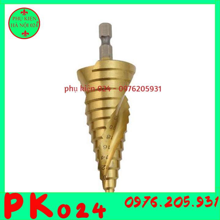 Mũi Khoan Tầng 4-32mm Mạ Titan Rãnh Xoắn Chuôi Lục Giác