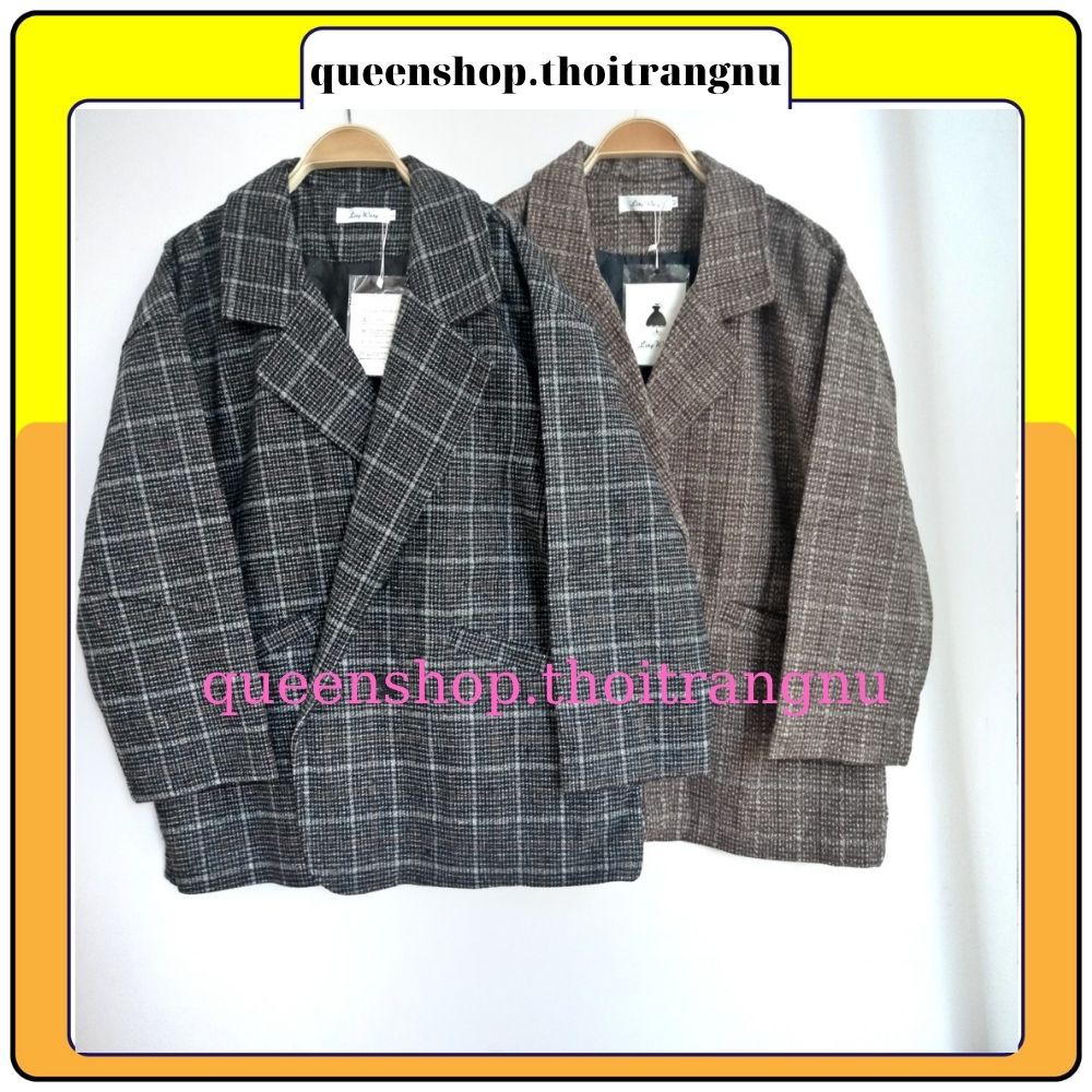 Áo blazer nữ 2 lớp , áo vest kẻ khoác ngoài dài tay phong cách hàn quốc Queenshop