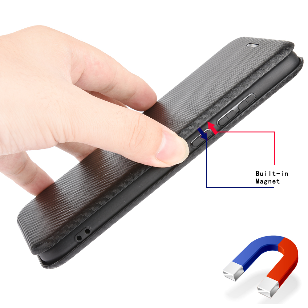 Bao Da Điện Thoại Sợi Carbon Có Ngăn Đựng Thẻ Cho Blackberry Key 2 Keyone Dtek70 Mercury Ốp