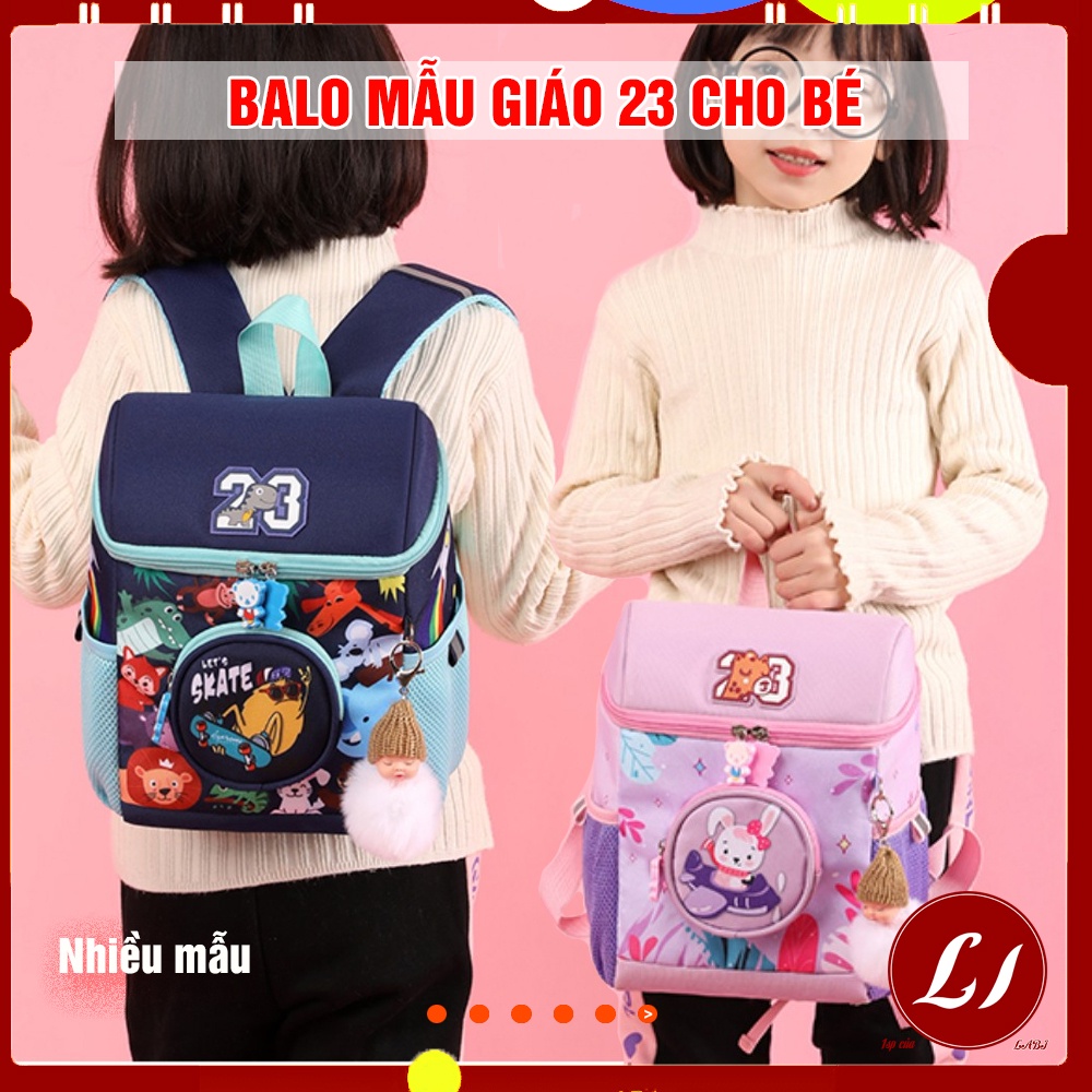 Balo cặp xách MẪU 23 cho bé trai, bé gái đi học mầm non mẫu giáo, in hoạt hình động vật dễ thương