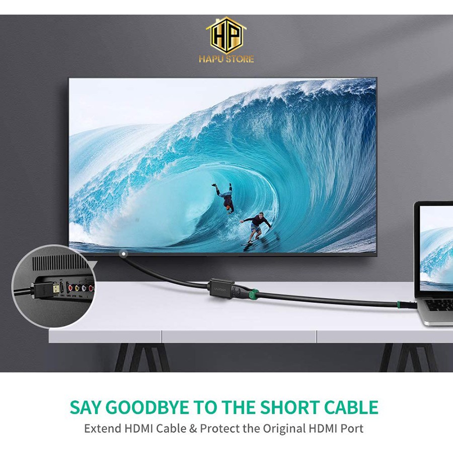 Cáp HDMI nối dài 0.5m Ugreen 10140 màu đen chính hãng - Hapustore