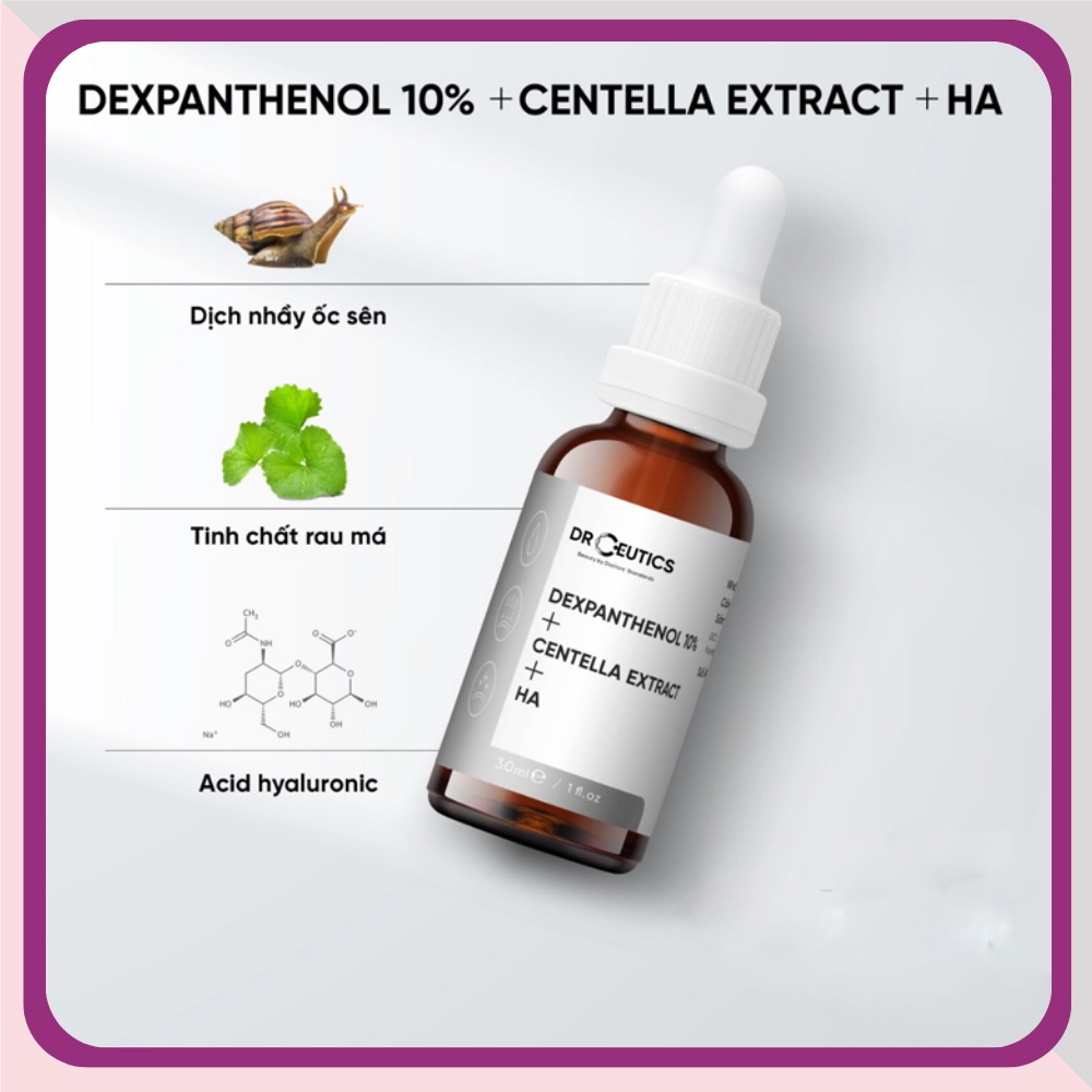 Serum B5 10% rau má Dr Ceutics Cấp Ẩm Và Phục Hồi Da Dexpanthenol 10% + Centella Extract + HA(30-100mL) Derma Touch