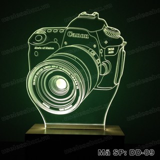 Đèn ngủ 3D đế gỗ ❤️FREESHIP❤️- Hình máy ảnh - 16 màu có remote