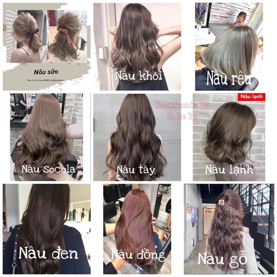 Thuốc Nhuộm Tóc Tone Nâu Hot trend (gồm thuốc nhuộm-oxi-gang tay)