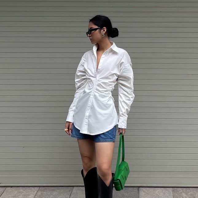 Áo sơ mi nữ Gina Shirt SMI005 thiết kế nhún eo, tay bồng thời trang - Uni By Heart