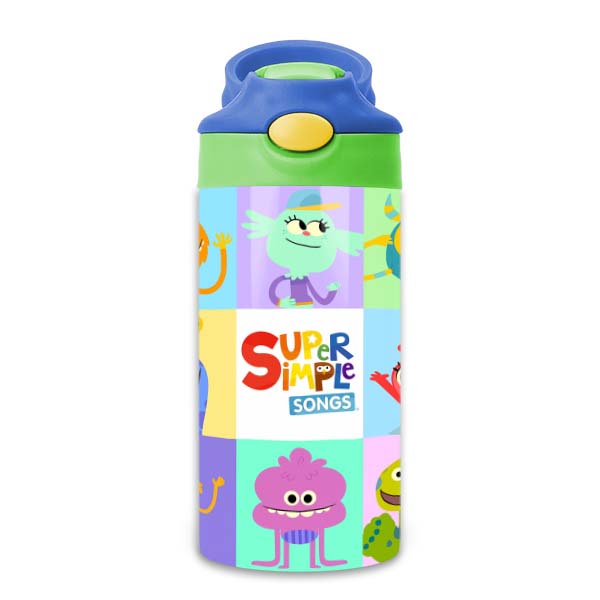 Bình Uống Nước Giữ Nhiệt Cho Bé Có Ống Hút Hình Super Simple - Tỉ Mỉ Studio
