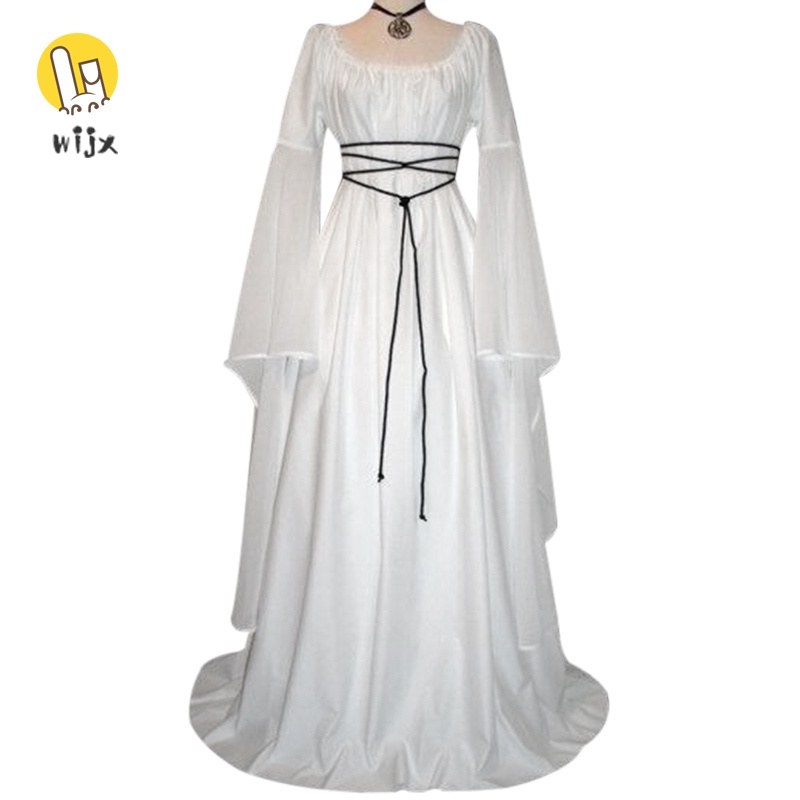 Đầm maxi tay dài cổ tròn thắt dây phong cách Gothic cổ điển thời trung cổ cho nữ | BigBuy360 - bigbuy360.vn