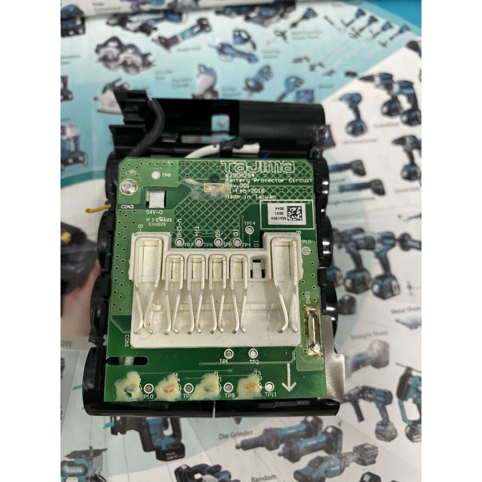 Vỏ mạch Pin TAJIMA 18v, sử dụng cho máy nội địa Nhật. BN.