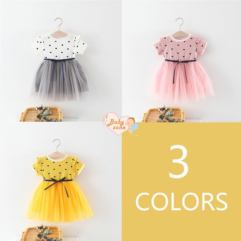 Children Girls Fake Two Piece Bottoming Short Sleeved Sweet Dress