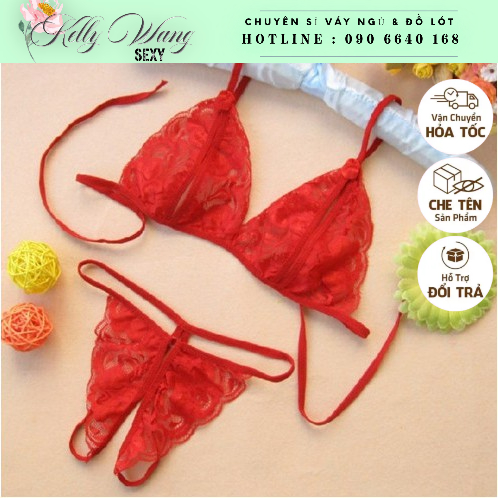 BK002 Set bộ bikini ren 2 mảnh lọt khe sexy, quyến rũ - Kelly Wang