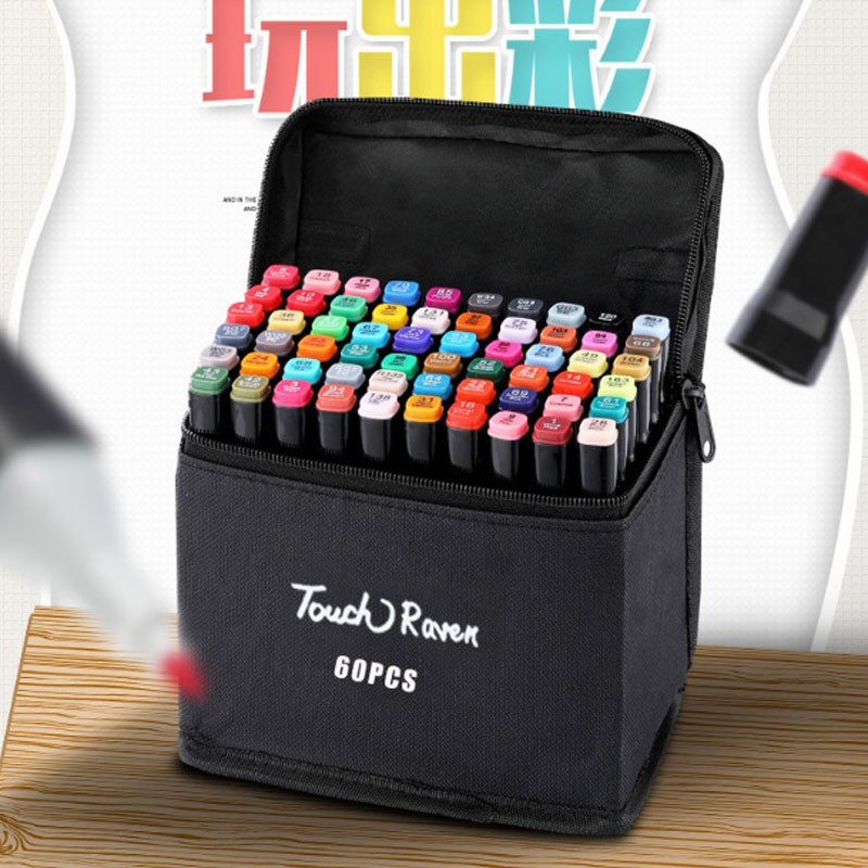 Bộ bút Touch Mark 30/60/80 màu, thỏa mãn đam mê mỹ thuật chuyên nghiệp - Tặng 30 bút chì gỗ lục giác