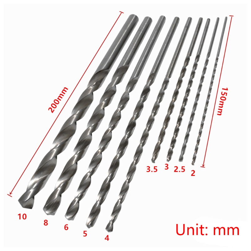 Bộ 9 Mũi Khoan Thép Tốc Độ Cao 150 / 200mm