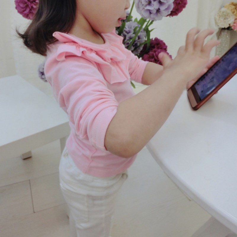 Áo thun cotton tay dài kiểu dáng công chúa dùng cho bé gái