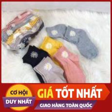 Mua 4 tặng 1- Tất cổ ngắn hoa cúc tặng kèm túi đựng- 10 vớ hoa cúc cổ ngắn cute