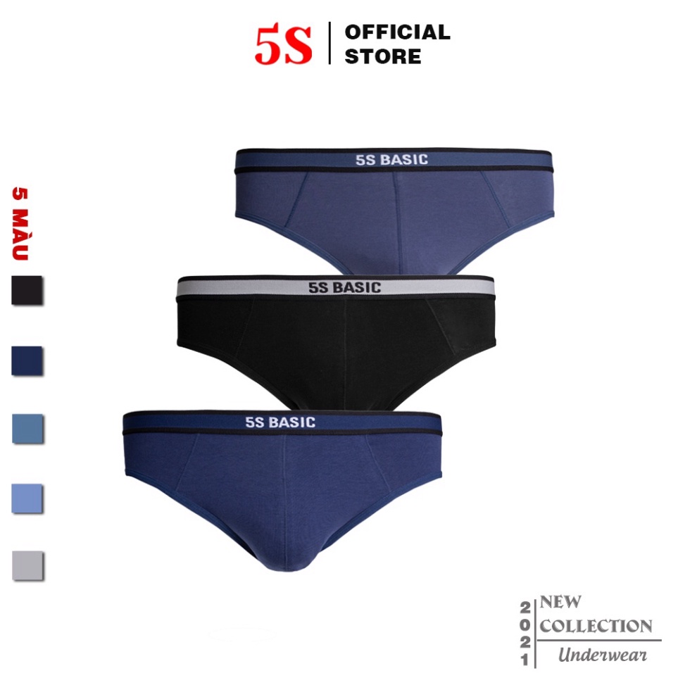 (Hàng Nhập) Combo 3 Quần Lót Nam Tam Giác 5S, Chất Cotton Premium Mềm Mịn, Thấm Hút Cực Tốt, Vận Động Thoải Mái (X3-SIP2