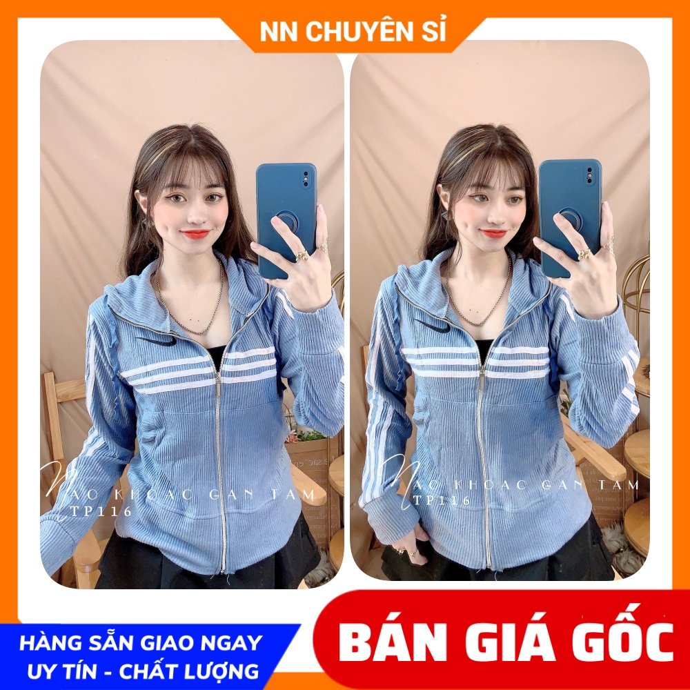 Áo khoác chống nắng nữ có nón chất thun gân mềm, co giãn thêu chữ dễ thương TP116