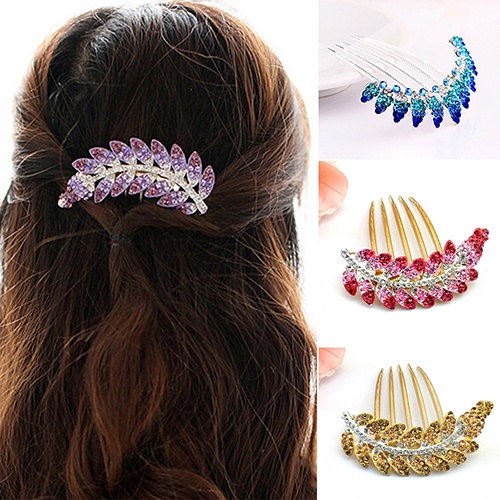 Lược Cài Tóc Hình Chiếc Lá Đính Đá Sang Trọng