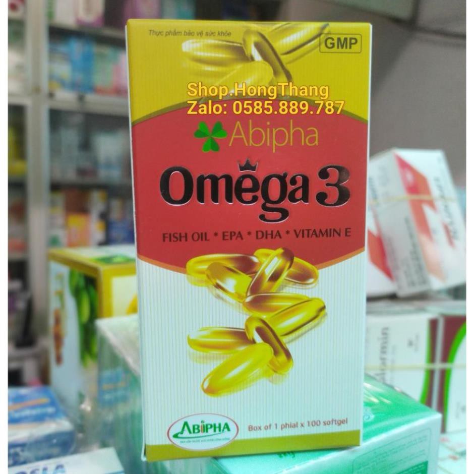 Omega 3 Abipha chứa tinh chất dầu cá, dầu gấc, bổ sung vitamin làm đẹp da, chống lão hóa, gi nhức mắt,mỏi mắt 100 viên