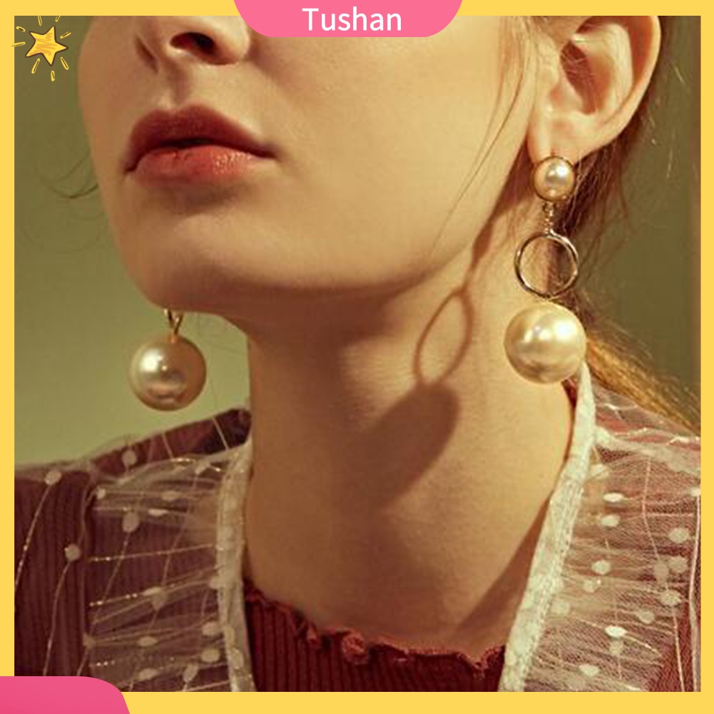 Đôi Bông Tai Dáng Dài Phối Ngọc Trai Nhân Tạo Thời Trang Cho Nữ