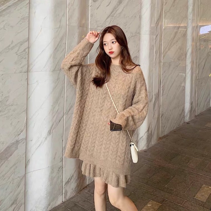 Sét áo chân váy len siêu mềm ấm áp