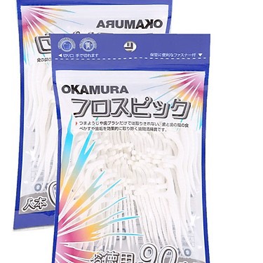 Okamura - Combo bịch tăm chỉ kẽ răng 90P và hộp 40P
