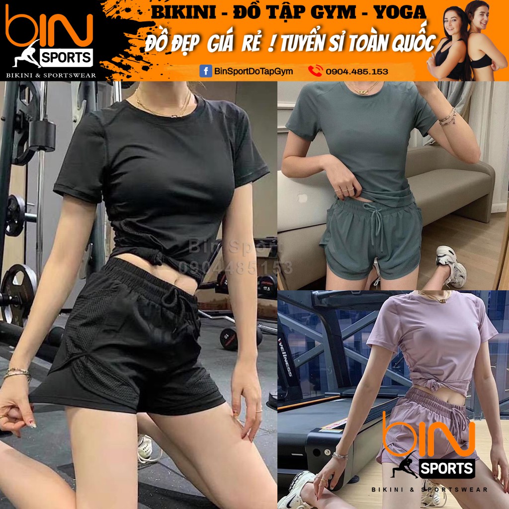 Áo Thun Cao Cấp Phối Lưới Tập Thể Thao Nữ Gym Yoga Bin Sports A091