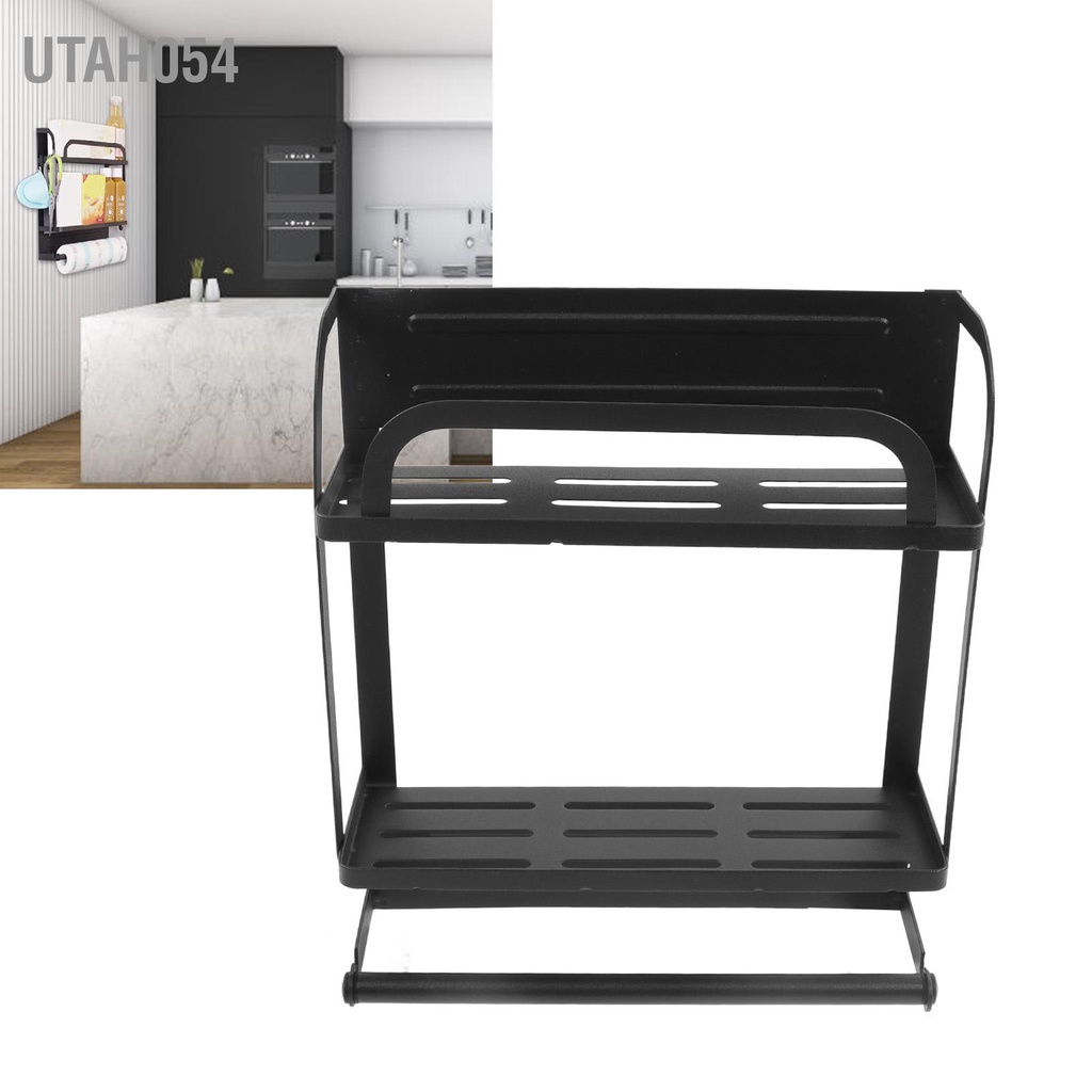 [Hàng Sẵn] Kệ tủ lạnh, Giá kệ treo tủ lạnh đa năng cao cấp , kệ hít tủ lạnh nam châm chắc chắn bằng thép không gỉ màu đen【Utah054】