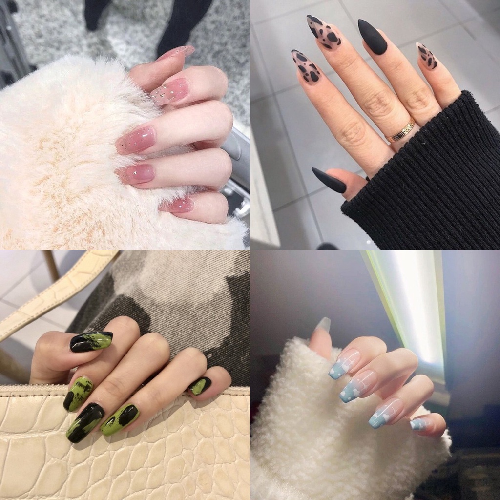 Bộ 24 móng tay giả với keo dán chống thấm nước và cây dũa móng