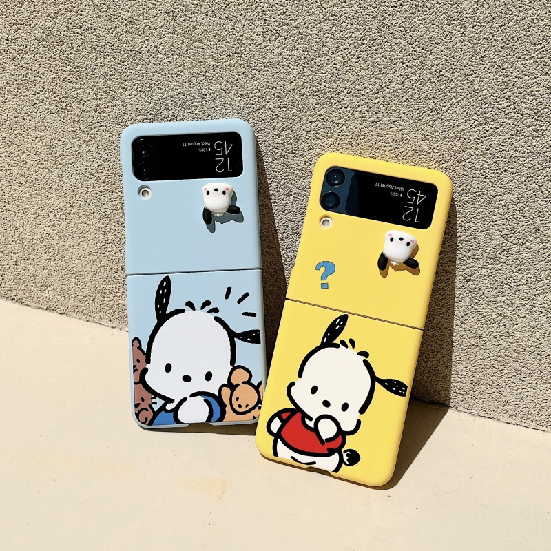 Ốp Điện Thoại Cứng Nắp Gập Chống Sốc Hình Mặt Cười 3D Cho Samsung Galaxy Z Flip 3 Flip4 Case Pochacco 4