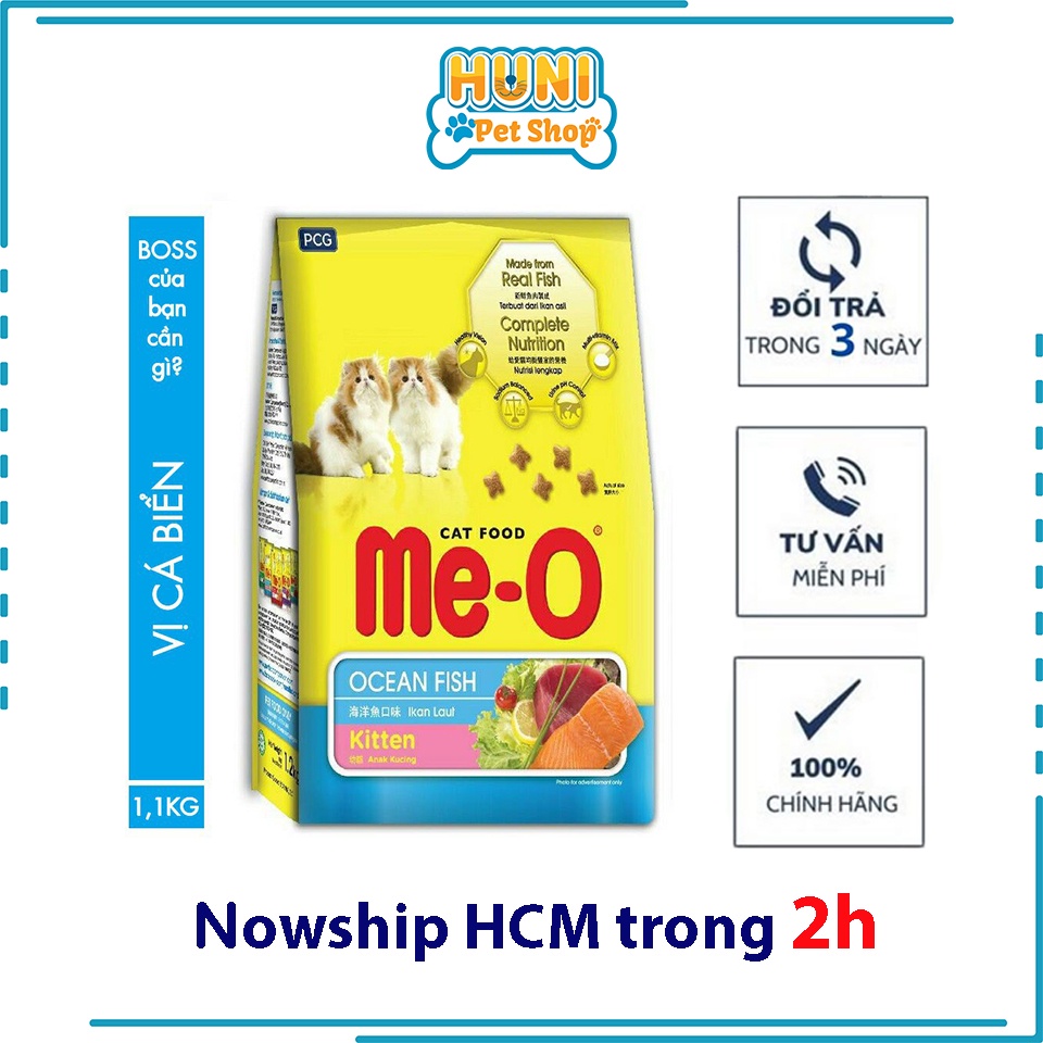 Thức ăn cho mèo con MEO thức ăn hạt Meo Kitten vị hải sản gói 400g, 1.1kg