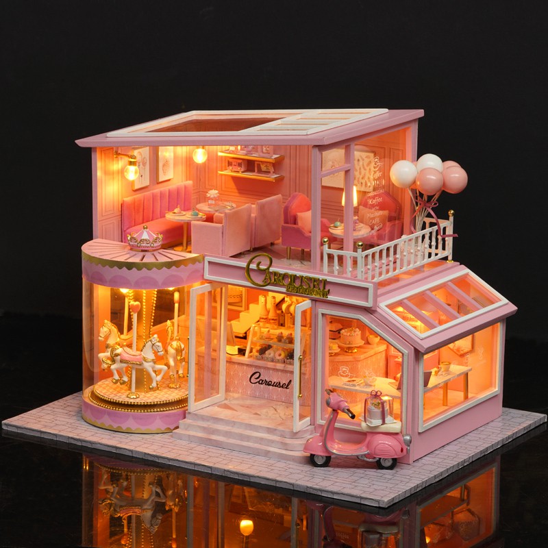 Mô hình nhà DIY Doll House ChildHood Memory Kèm Mica Chống bụi, Bộ dụng cụ, Keo dán và Bộ phát nhạc