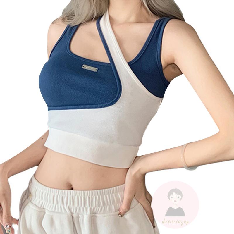 Áo Tank Top Hai Dây Màu Sắc Tương Phản Thời Trang Mùa Hè Cho Nữ