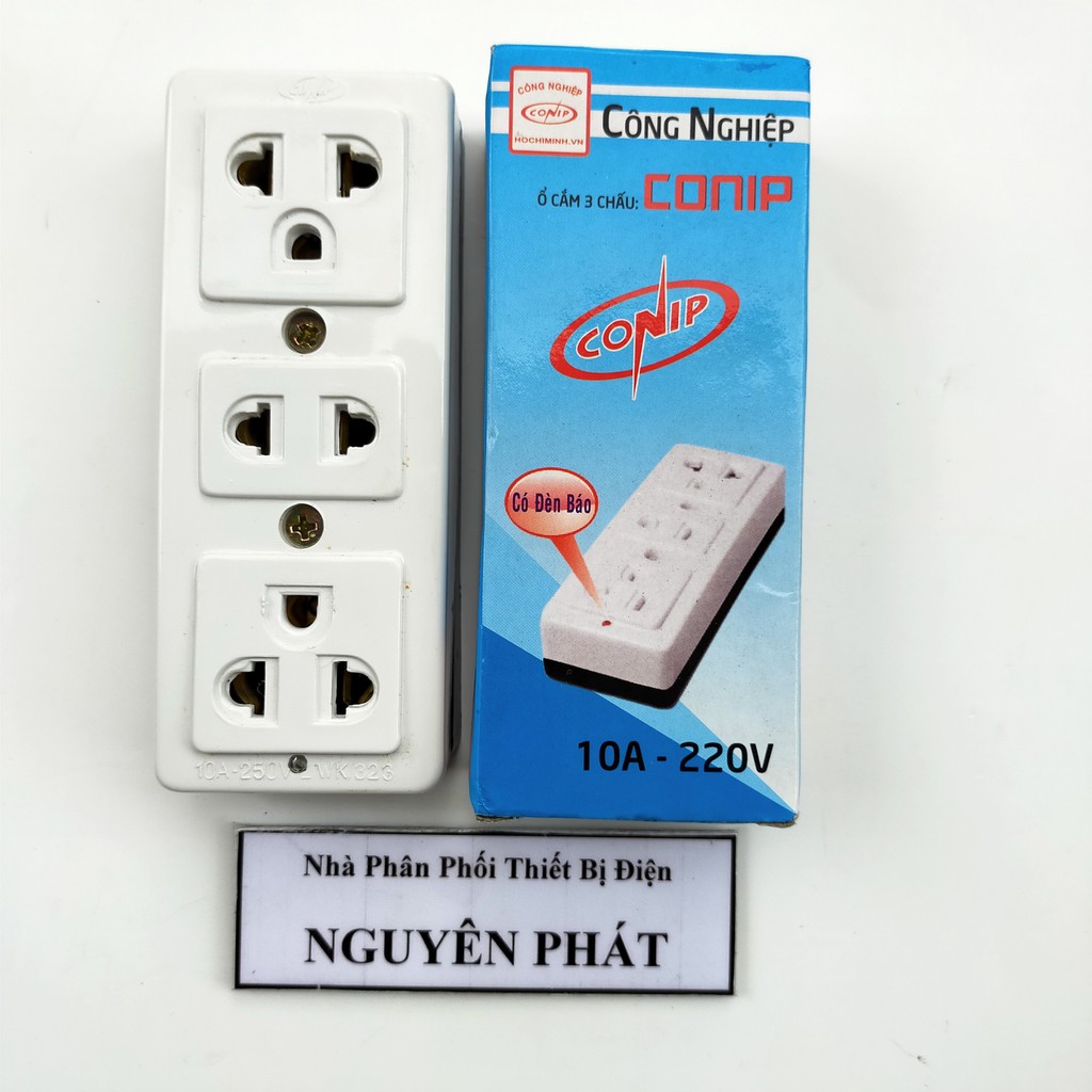 [CONIP] Ổ Cắm 3 Chấu 10A - 220v Có Đèn Báo