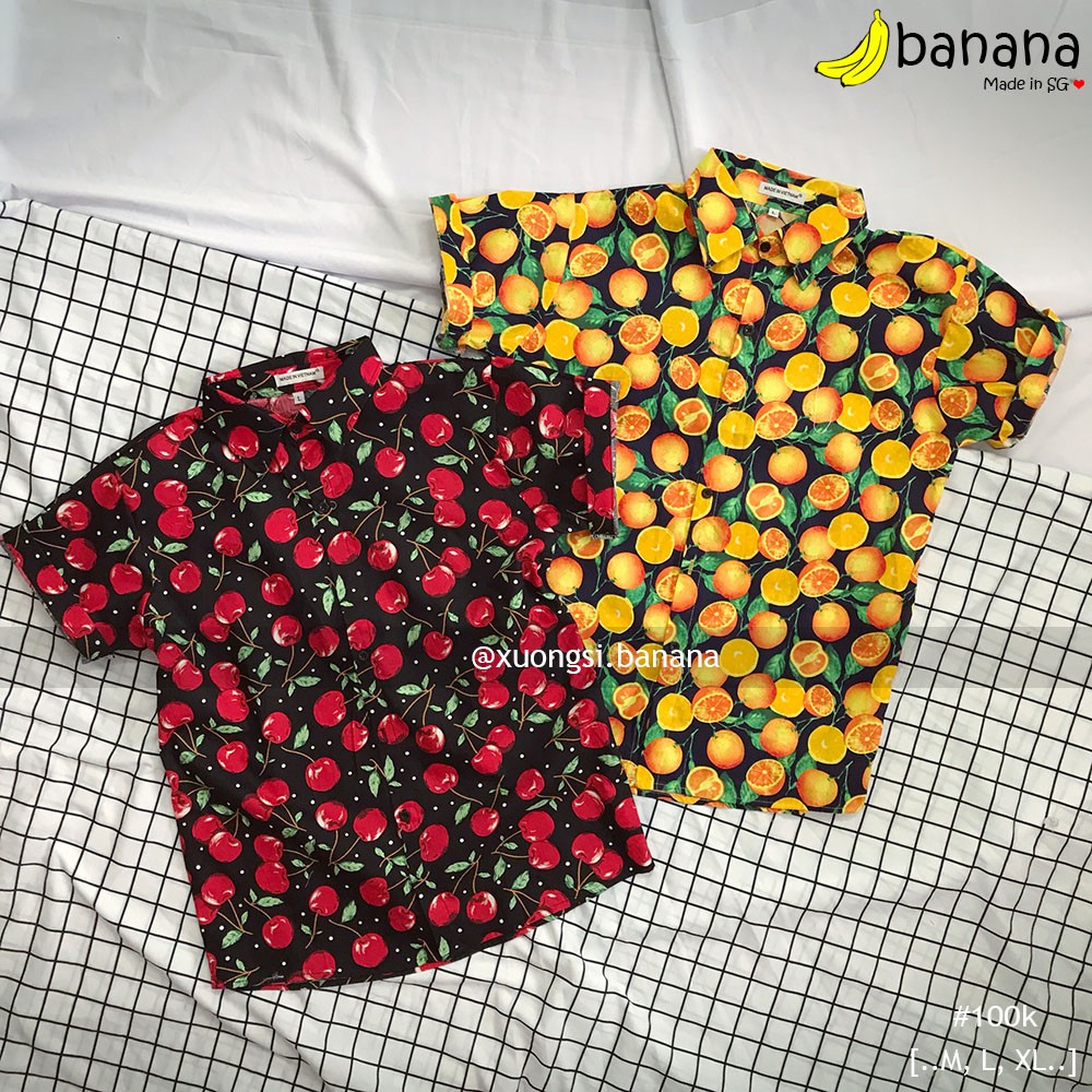 [Banana]- Áo sơ mi trái cây Cherry to/Cam (M ,L ,XL)
