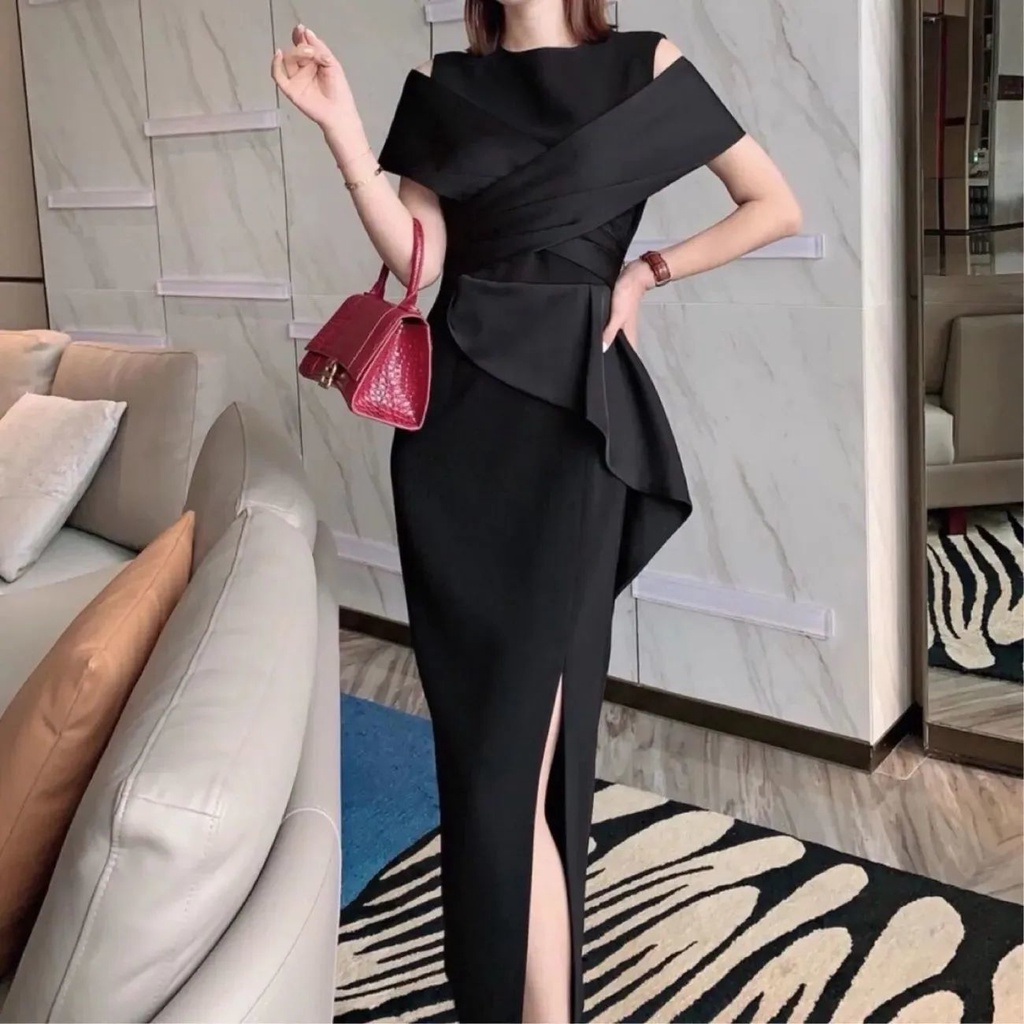 Váy Nữ Trễ Vai Xẻ Tà Cao Cấp Phong Cách Mới Mùa Hè