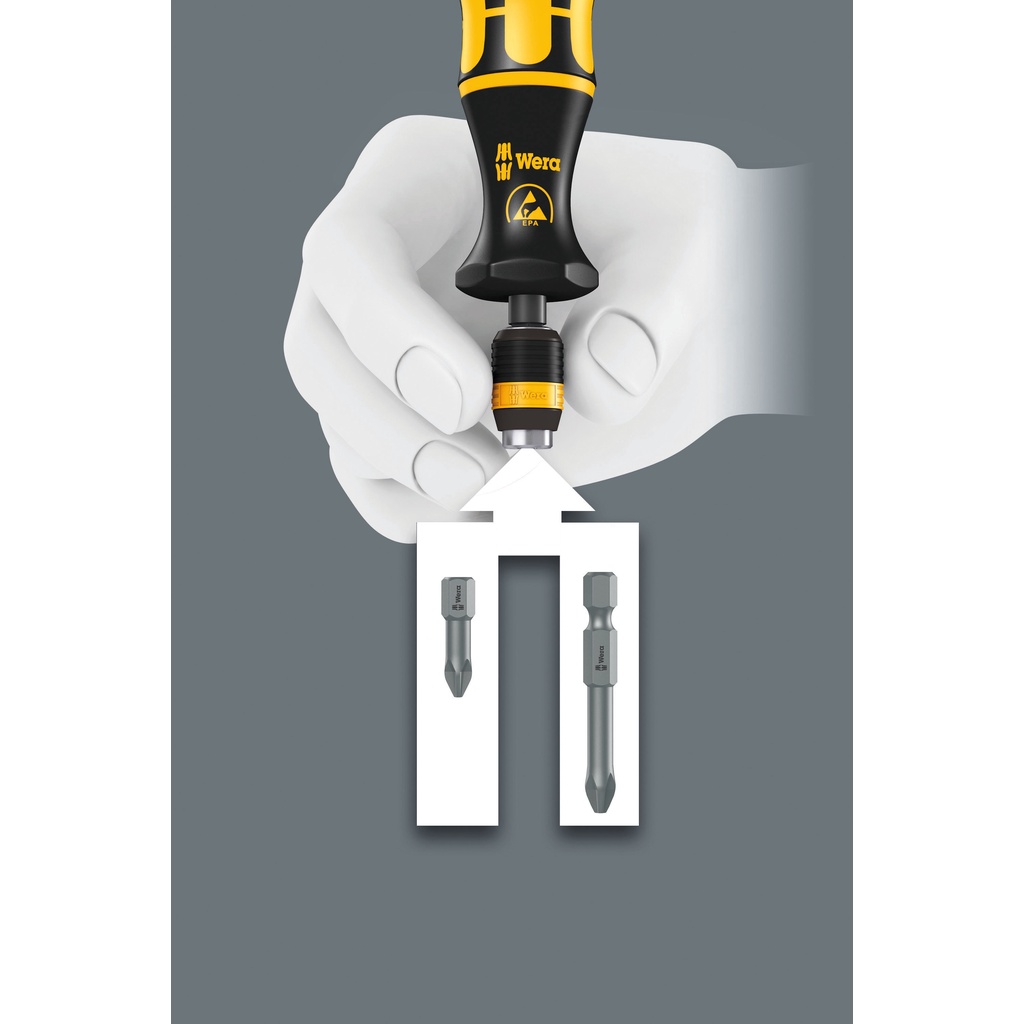 Cán tua vít cho gắn đầu bits Wera 05051464001 816 R ESD Bitholding screwdriver chống tĩnh điện ESD đầu vào 1/4"