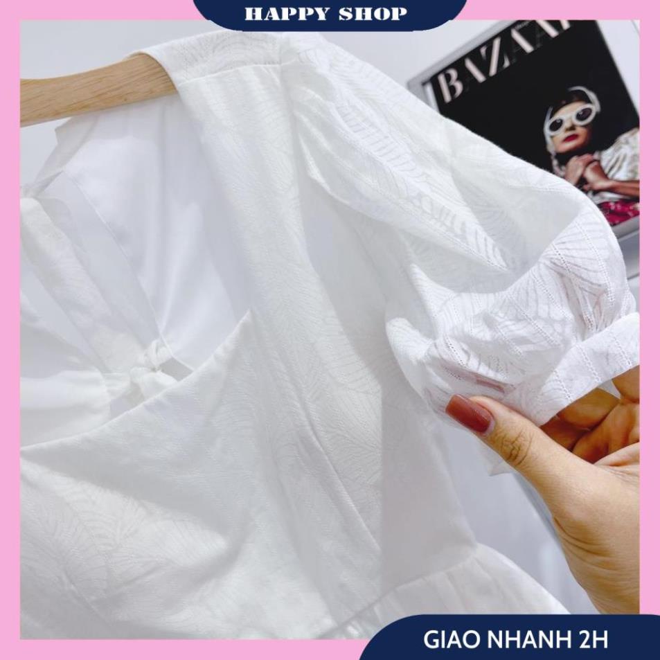 Váy Xòe Trắng Dài, Đầm Midi Nữ Dáng Xòe Hoa Nổi Tay Bồng Ngắn Cut Out Nơ Lưng Chất Vải Mịn Mát Xinh Xắn Nổi Bật Cho Bạn | BigBuy360 - bigbuy360.vn