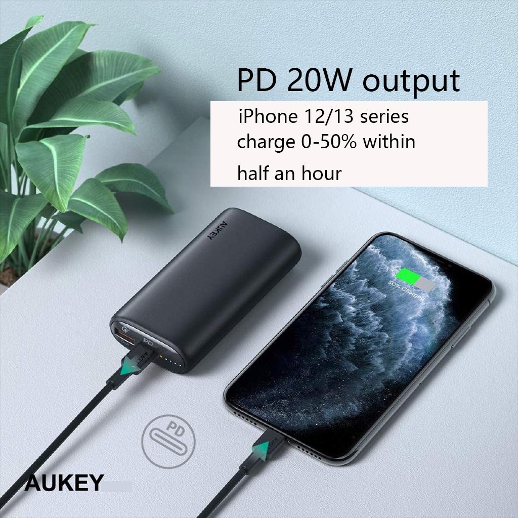 Pin Sạc Dự Phòng 10000mAh AUKEY PB-Y36 Sạc dự phòng PD20W QC3.0 Output Type-C / USB A & Input Type-C hỗ trợ sạc nhanh chống cháy nổ