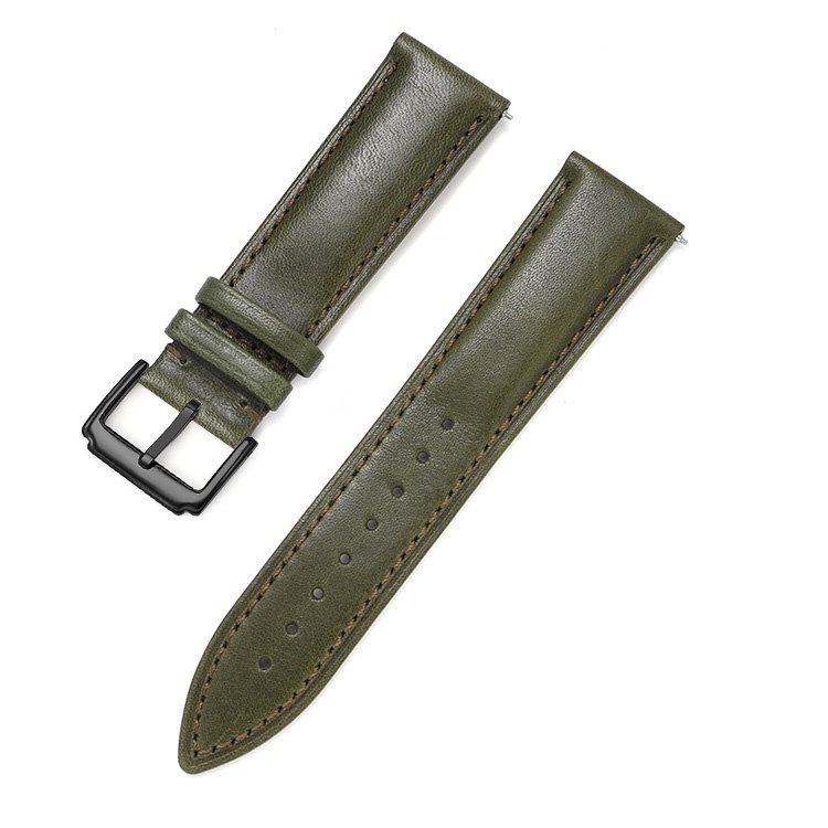 Đen/Xanh Lá[TẶNG CHỐT THÔNG MINH] Dây đồng hồ da bò 2 mặt lớp da bò đầu tiên chống thấm nước BO-25 size 18 19 20 21 22mm