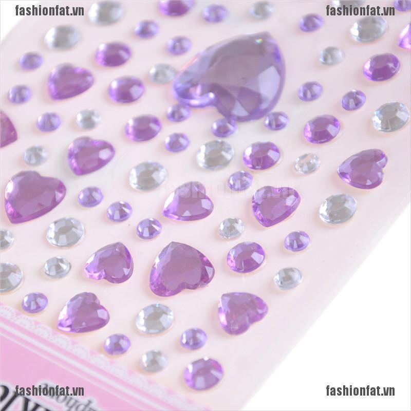 [Iron] 1Sheet Heart Rhinestones Phone Car Art Craft Diy Scrapbooking Stickers Kids Toys Gift [VN]