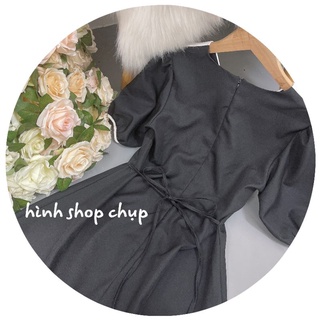 Đầm tiểu thư form rộng thắt eo cổ sen